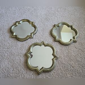3 Bohemian Style Plastic Lightweight Distressed Gold Hanging Mirrors
